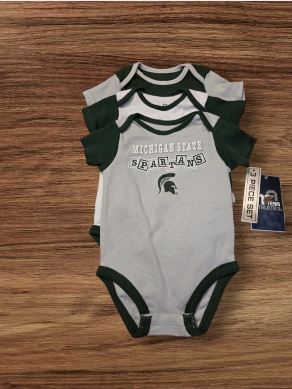 Michigan State Spartans 3-Pack Baby Bodysuits - Green/White